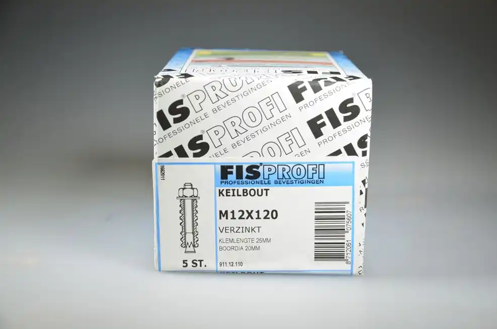 FIS PROFI keilbout 80 6-kant metr. verz. staal incl. drstuk M12x115, moer&ring ds 5 st