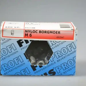 FIS PROFI lage borgmoer M6x6.0 SW-10 metr. nylon-ring verz. staal 8 ds 100 st