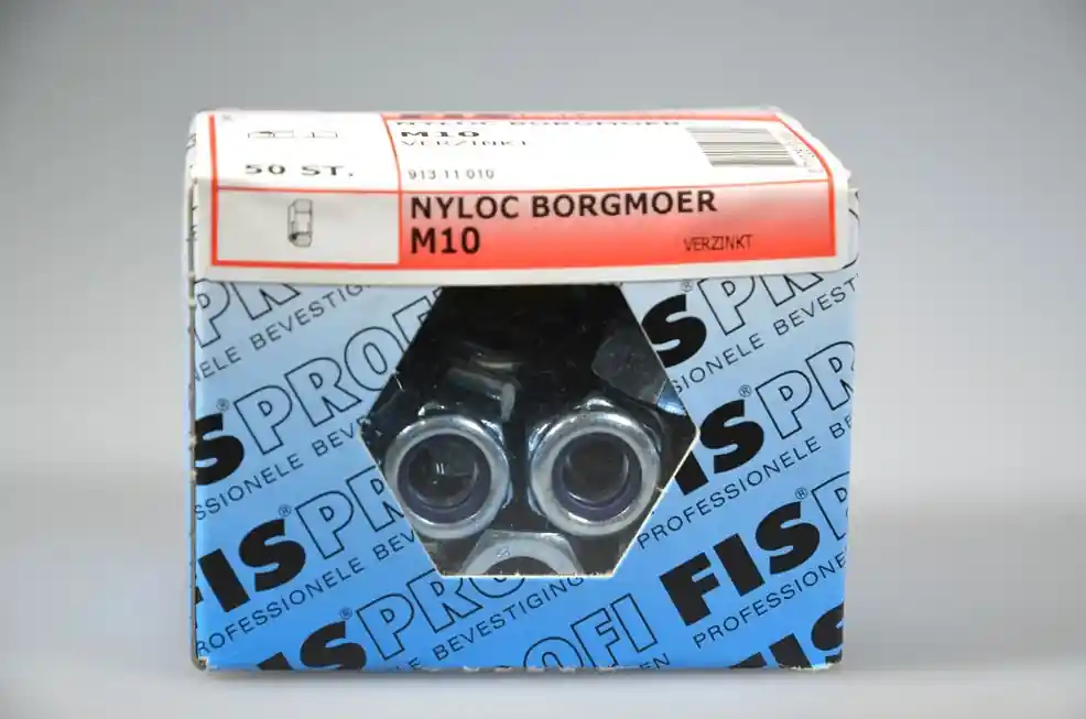 FIS PROFI lage borgmoer M10x10.0 SW-17 metr. nylon-ring verz. staal 8 ds 50 st