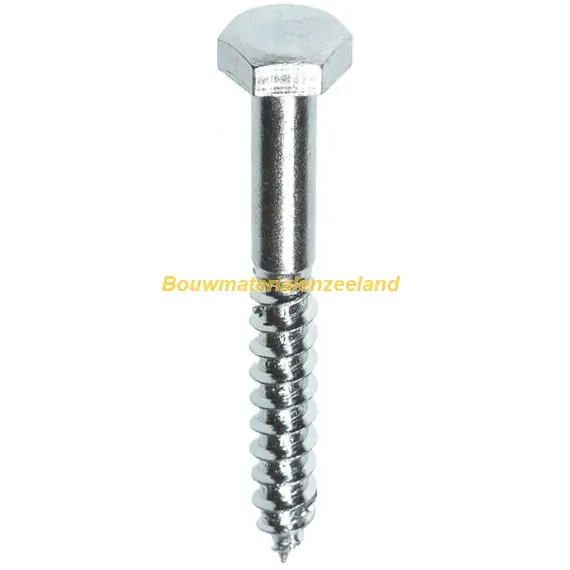 FIS PROFI houtdraadbout 8x80 6-kantkop SW-13 DIN571 rvs A2 AISI304 ds 15 st