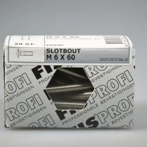 FIS PROFI slotbout M6x60 metr. DIN603 rvs A2 AISI304 ds 20 st