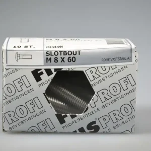 FIS PROFI slotbout M8x60 metr. DIN603 rvs A2 AISI304 ds 10 st