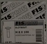 FIS PROFI slotbout M8x100 metr. DIN603 rvs A2 AISI304 ds 15 st