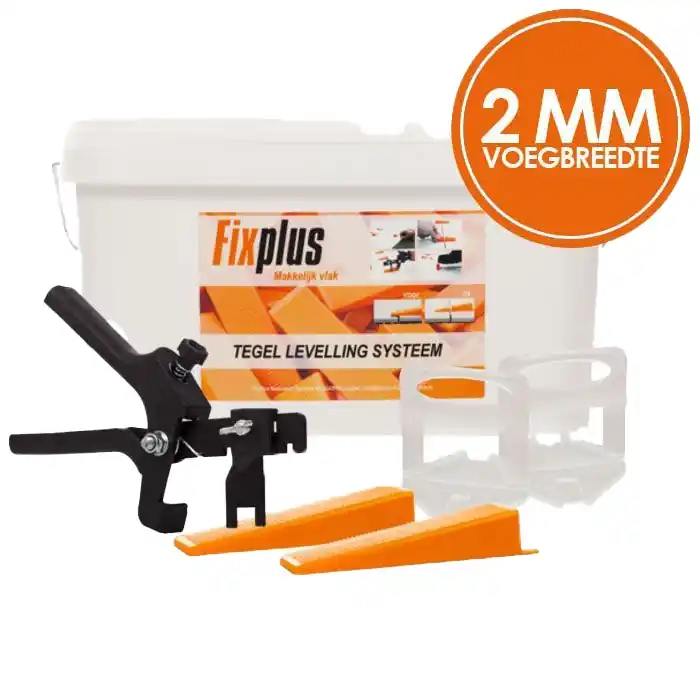 Fix Plus Pro levell. starterskit 2: 100 clips tegeldiktes 3 t/m 13mm, 100 keggen + tang