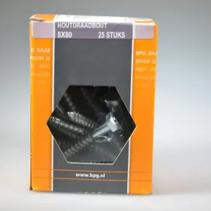 houtdraadbout 8x80 6-kantkop SW-13 verz. DIN571 staal 4.8 ds 25 st