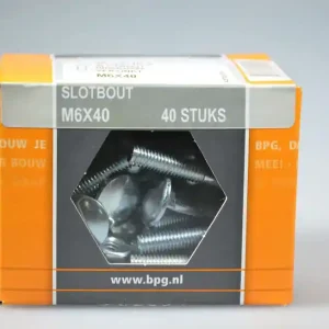 slotbout M6x40 metr. verz. DIN603\\555 staal 4.8 ds 40 st