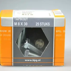 tapbout M8x30 6-kantkop SW-13 metr. verz. DIN933 staal 8.8 ds 25 st