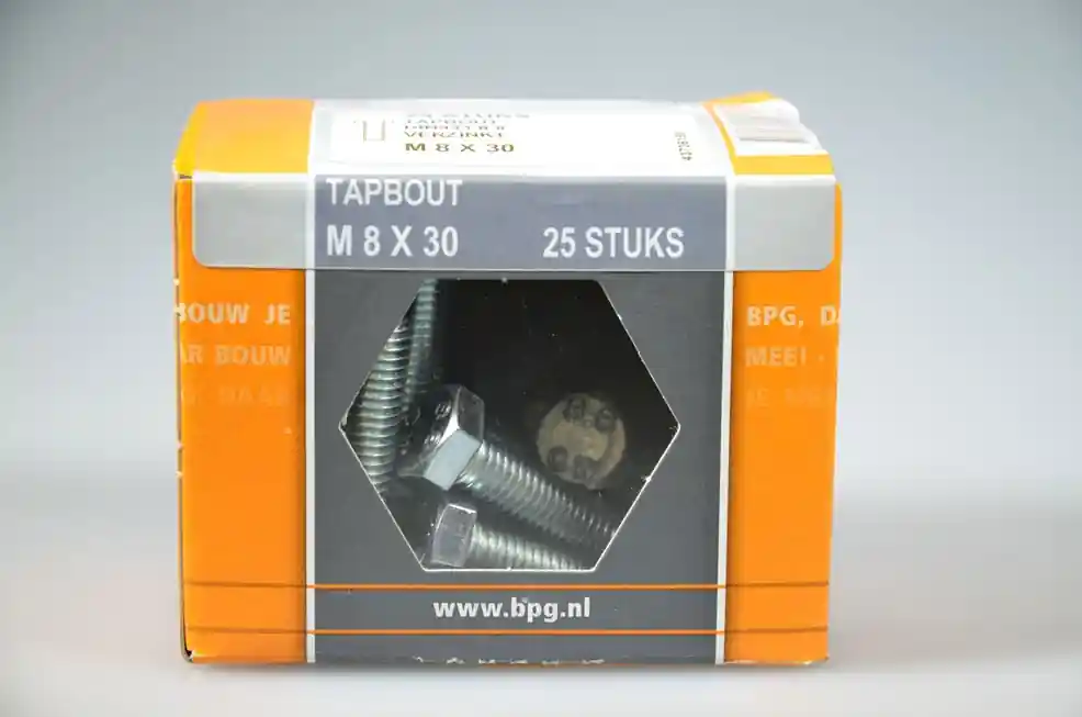 tapbout M8x30 6-kantkop SW-13 metr. verz. DIN933 staal 8.8 ds 25 st