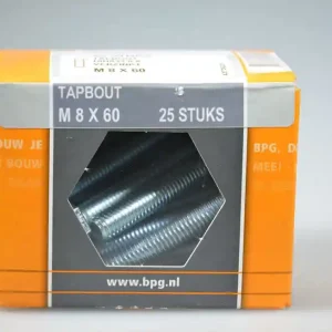 tapbout M8x60 6-kantkop SW-13 metr. verz. DIN933 staal 8.8 ds 25 st