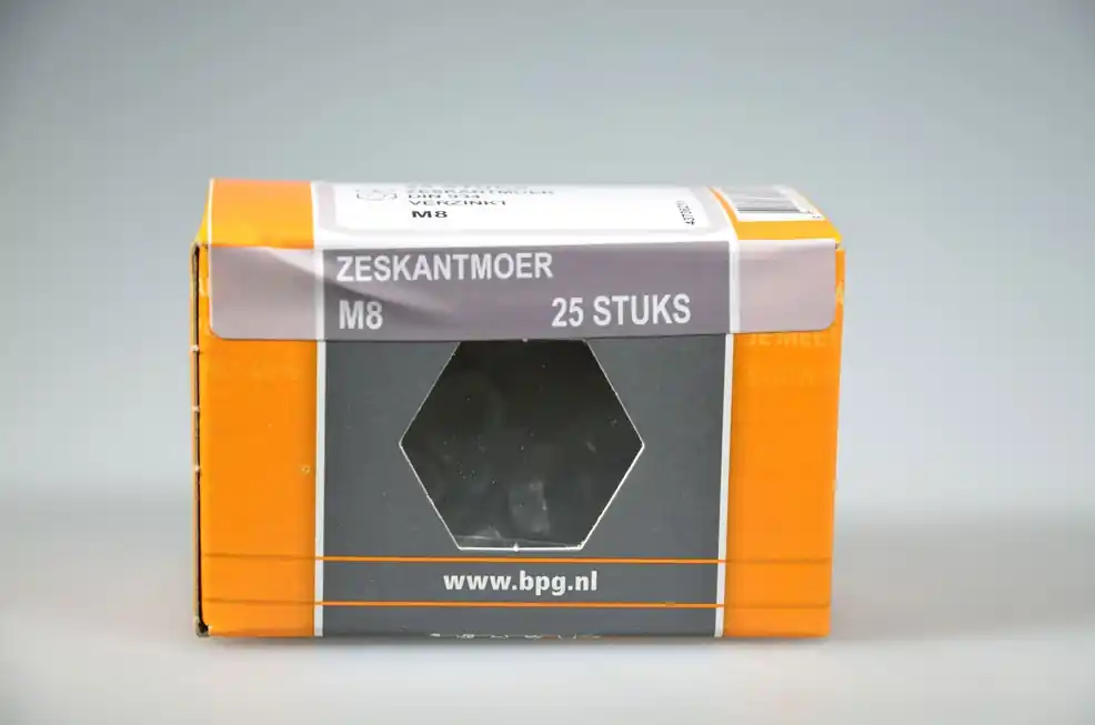 6-kantmoer M8x6.5 SW-13 metr. verz. DIN934-8 staal 8 ds 25 st