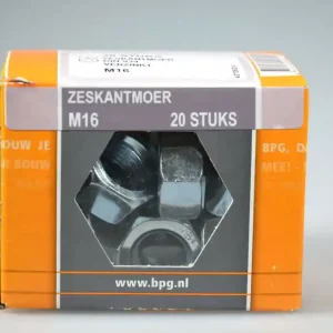 6-kantmoer M16x13 SW-24 metr. verz. DIN934-8 staal 8 ds 20 st