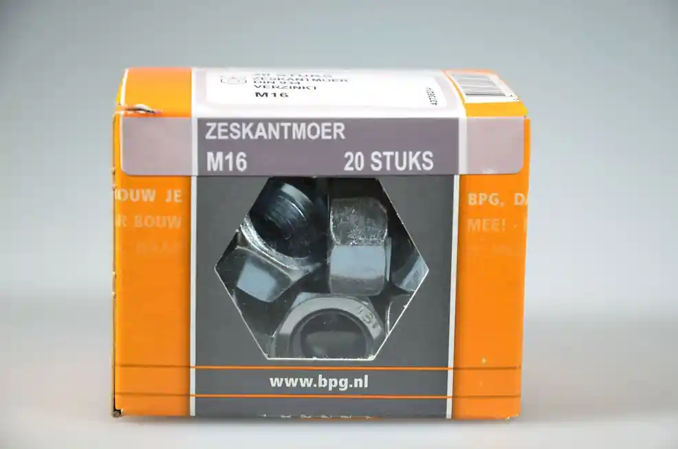 6-kantmoer M16x13 SW-24 metr. verz. DIN934-8 staal 8 ds 20 st