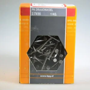 Draadnagel 2.7x55 pl. geruite kop blank staal ds 1 kg