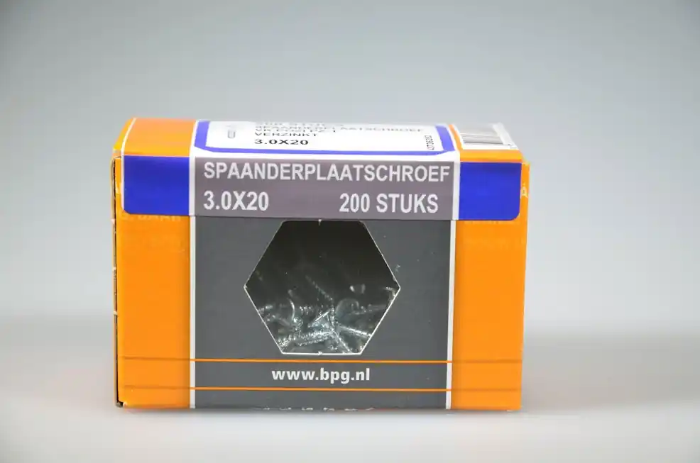 spaanplaatschroef 3.0x20 verz. kop pozidriv voldr verz. ds 200 st