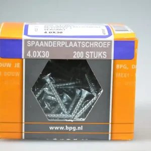 spaanplaatschroef 4.0x30 verz. kop pozidriv voldr neutraal verpakt verz. ds 200 st