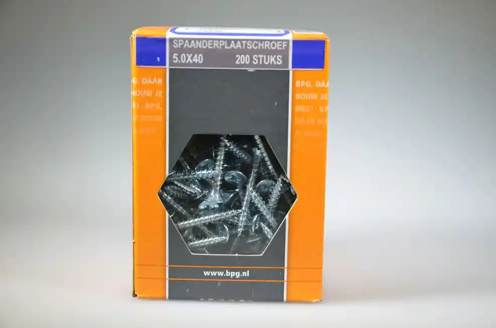 spaanplaatschroef 5.0x40 verz. kop pozidriv voldr neutraal verpakt verz. ds 200 st