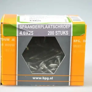 spaanplaatschroef 4.0x25 verz. kop pozidriv voldr rvs A2 AISI304 ds 200 st