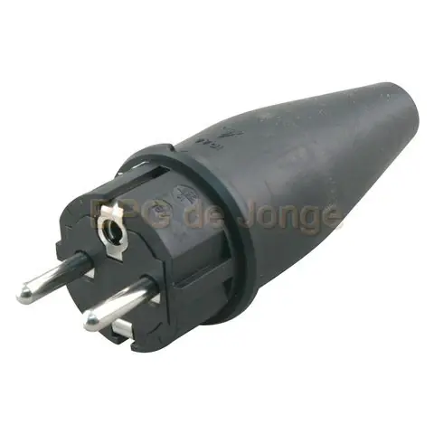 Stekker RA volrubber 10/16A zwart