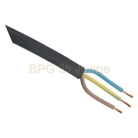 Rubber kabel glad 3x1 zwart rol 10 m1
