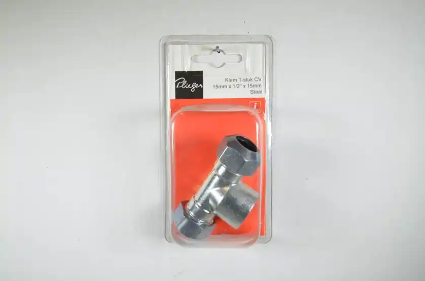 Klem-cv t-stuk 15mmx1/2bix15mm Plieger label rd