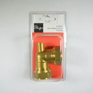 Messing knel kniekoppeling met ontluchter 22x22mm Plieger label rd