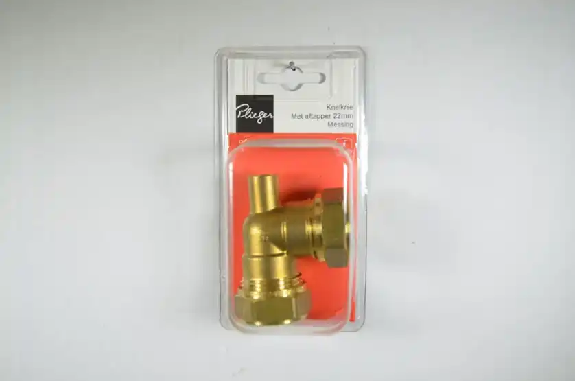 Messing knel kniekoppeling met ontluchter 22x22mm Plieger label rd