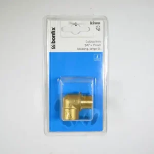 Messing knie buxcap.conisch 3/8x15 bonfix label 1 st (GASTEC/KIWA)