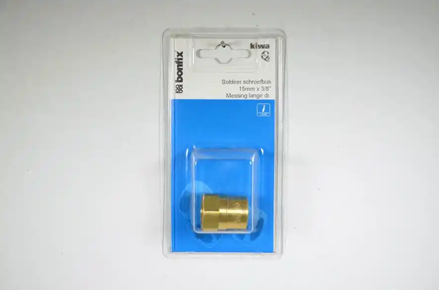 Messing sold.schroefbare ldr.3/8bix15 bonfix label 1 st (GASTEC/KIWA)