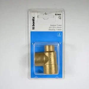 Messing sold.t-stuk 22x22x15mm bonfix label 1 st (GASTEC/KIWA)