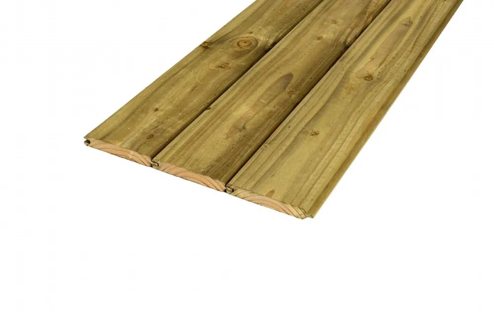 Douglas geschaafd dakbeschot 1,8 x 14,5 x 400 cm, groen ge#mpregneerd.