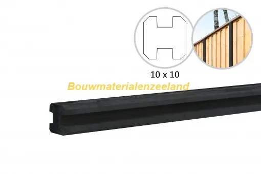 Betonpaal met sleuf 10x10x270 cm antraciet, ongecoat, tussenpaal