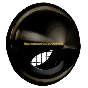 Buitenrooster bol model ?125 mm RVS, met grofmazig gaas zwart
