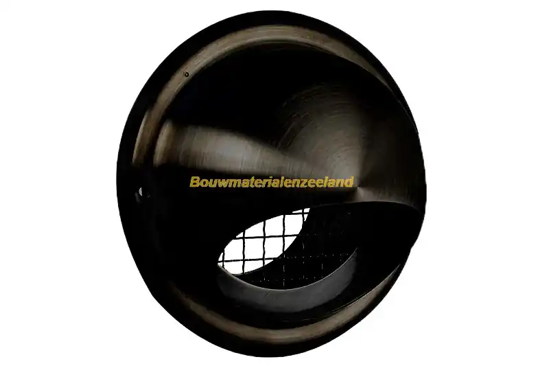 Buitenrooster bol model ?125 mm RVS, met grofmazig gaas zwart