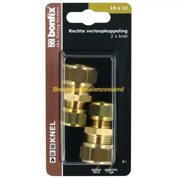 BONFIX Blister Rechte koppeling 15 x 12 mm 2 stuks