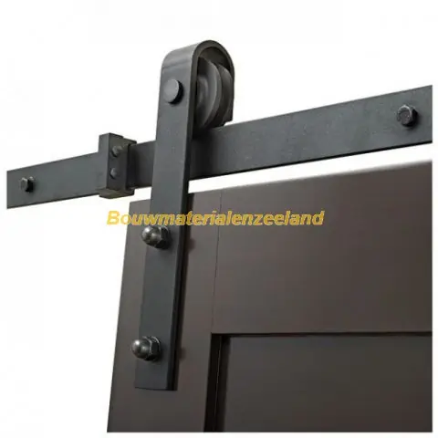 Schuifdeurset industrieel hangrolset recht met rail in 1 lengte (2000mm)