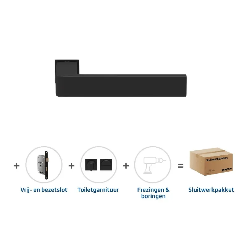 Sluitwerkpakket Slimseries Quadrate Toiletslot Zwart