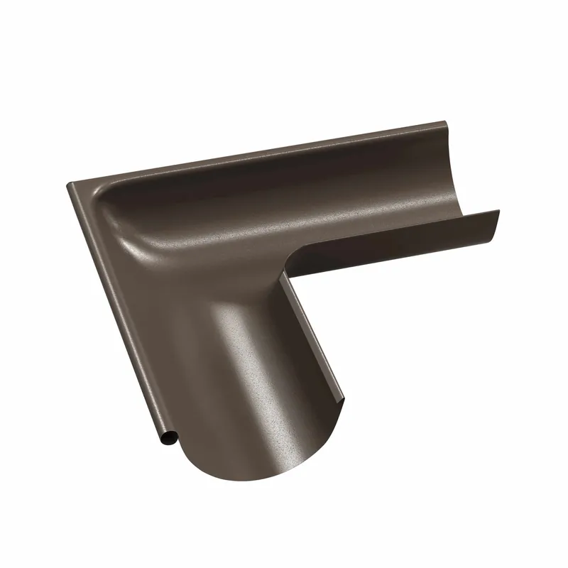 BILKA GLOSSY Buitenhoek dakgoot | 125mm | RAL 8019 Grijsbruin | Tweezijdig glossy gecoat