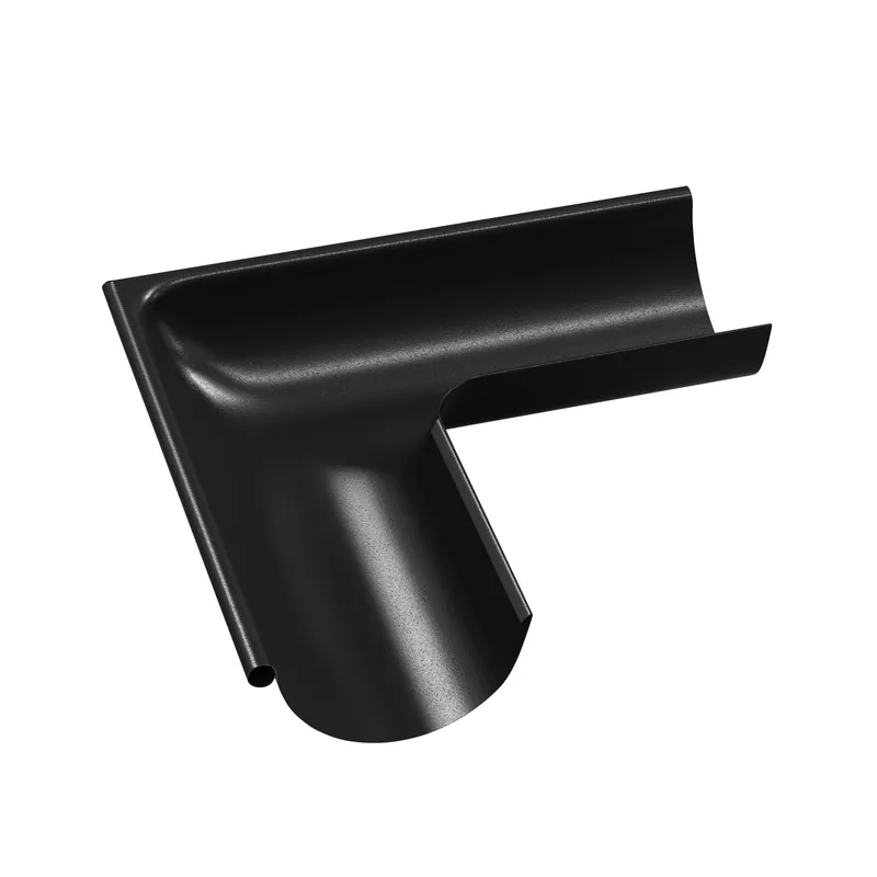 BILKA GLOSSY Buitenhoek dakgoot | 125mm | RAL 9005 Zwart | Tweezijdig glossy gecoat