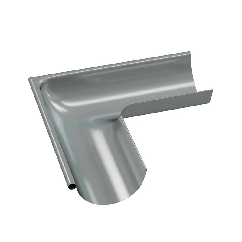BILKA GLOSSY Buitenhoek dakgoot | 125mm | RAL 9006 Zilverkleur | Tweezijdig glossy gecoat