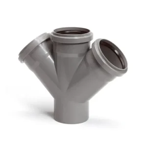 pvc dubbel T-stuk 45 graden, 3 x manchet / 1x spie