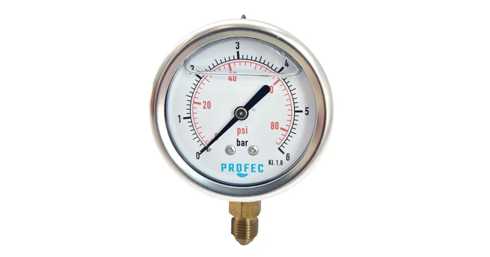 manometer 0 - 6 bar, onder aansluiting - nat