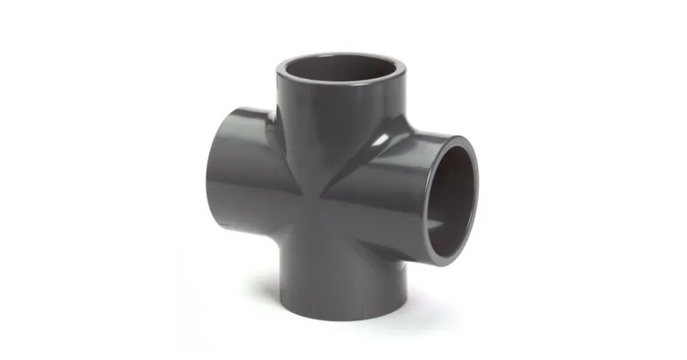 pvc druk kruisstuk 90 graden, 4x inwendig lijm