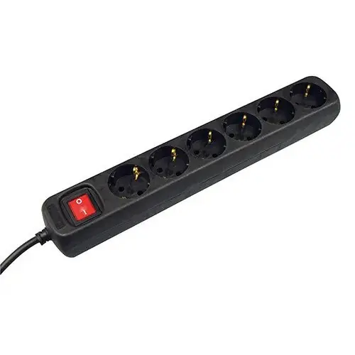 ACTIEPACK TAFELCONTACTDOOS 6 VOUDIG MET RANDAARDE 1,5 METER 3X1,0MM ZW. MET SCHAKELAAR