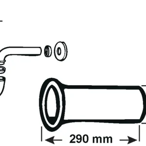 RECHTE BUIS 290MM SIPHON D32MM CH