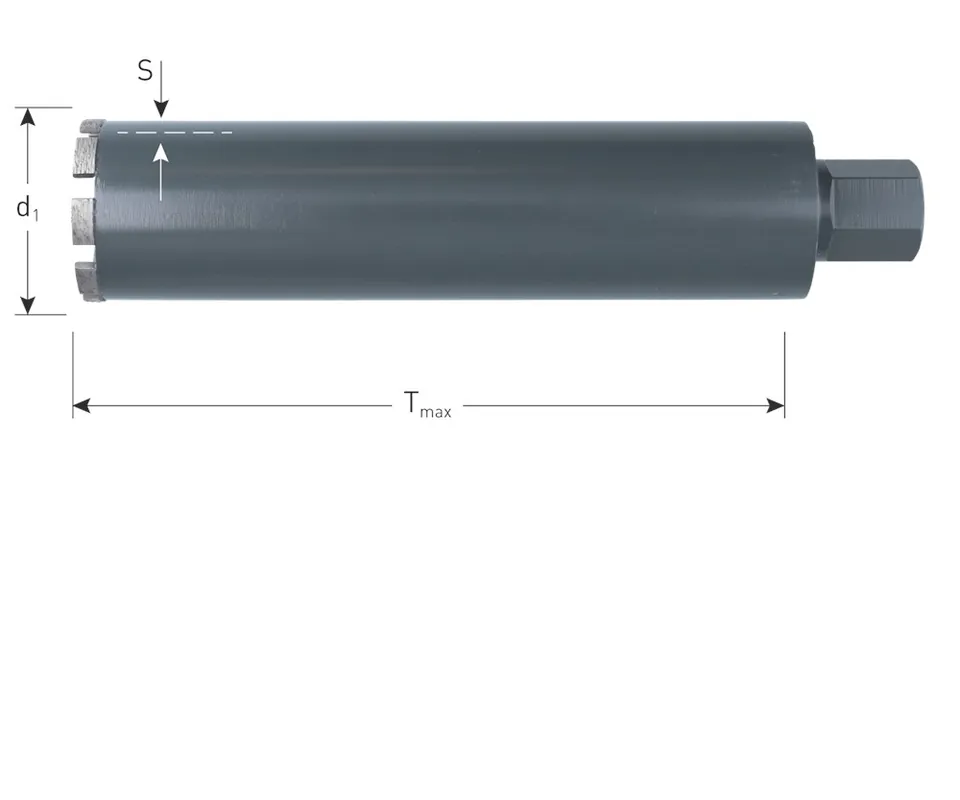 DIAMANTBOOR GRIJS, DROOG, 1.1/4", 8 SEGM., ø82X300