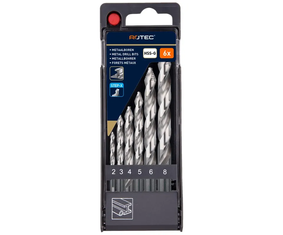 SPIRAALBORENSET '104 - STEP-X', DIN 338, 6-DLG ø2-8