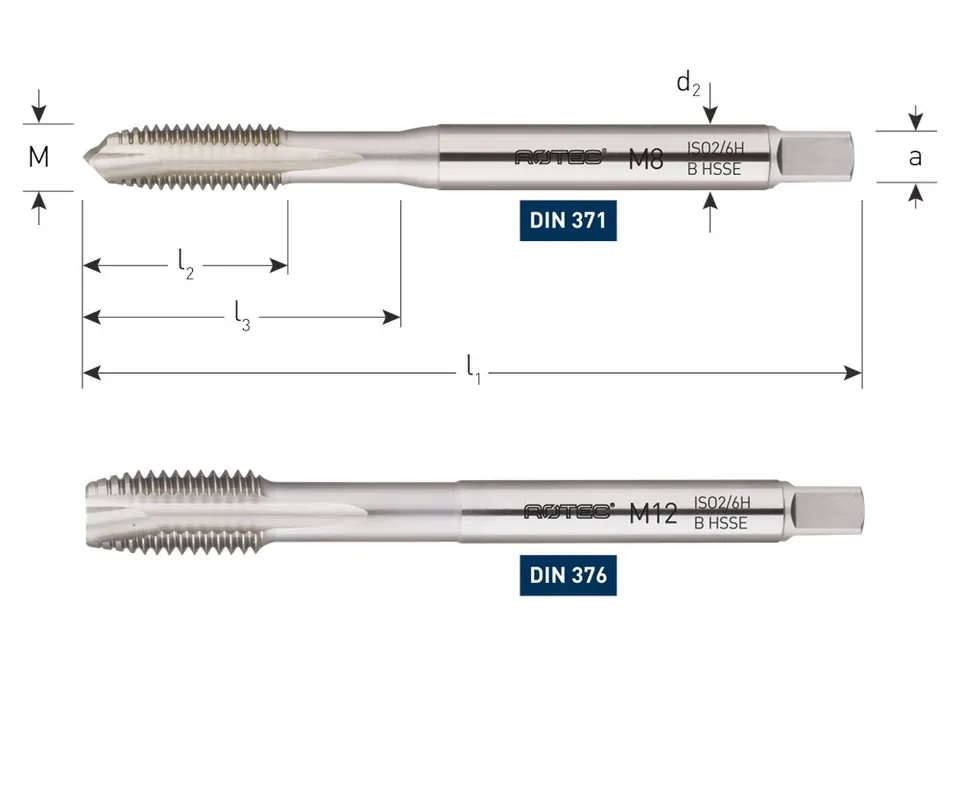 HSS-E MACHINETAP, DOORLOPEND, DIN 376, M5