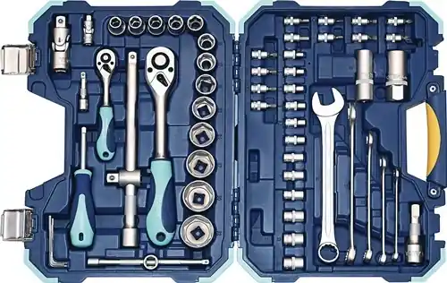 DOPSLEUTELSET 60-DELIG 1/4 + 1/2 INCH SLEUTELWIJDTES 4-32 MM AANTAL TANDEN 20/36