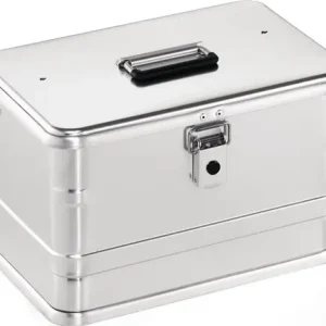 ALUMINIUM BOX L432XB335XH275MM 29 L MET KLAPHENDELSLUITING MET GATEN