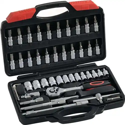 DOPSLEUTELSET 45-DELIG 1/4INCH SLEUTELWIJDTES 4-14MM AANTAL TANDEN 72 6-KANT N